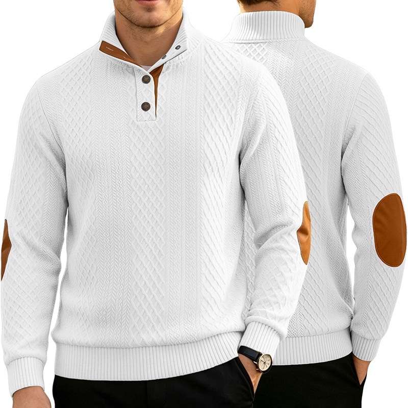 Men's Button-Placket Knit Pullover Sweater