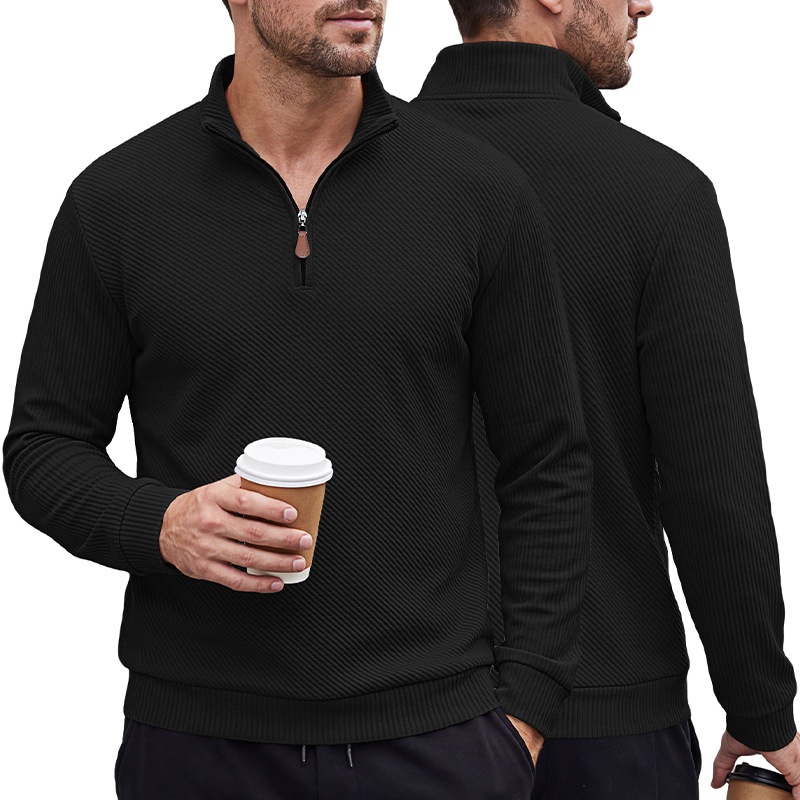 Men's Ribbed Half-zip Long-Sleeved Sweater