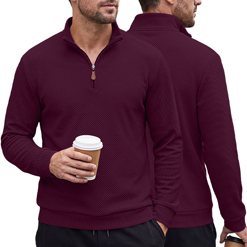 Men's Ribbed Half-zip Long-Sleeved Sweater