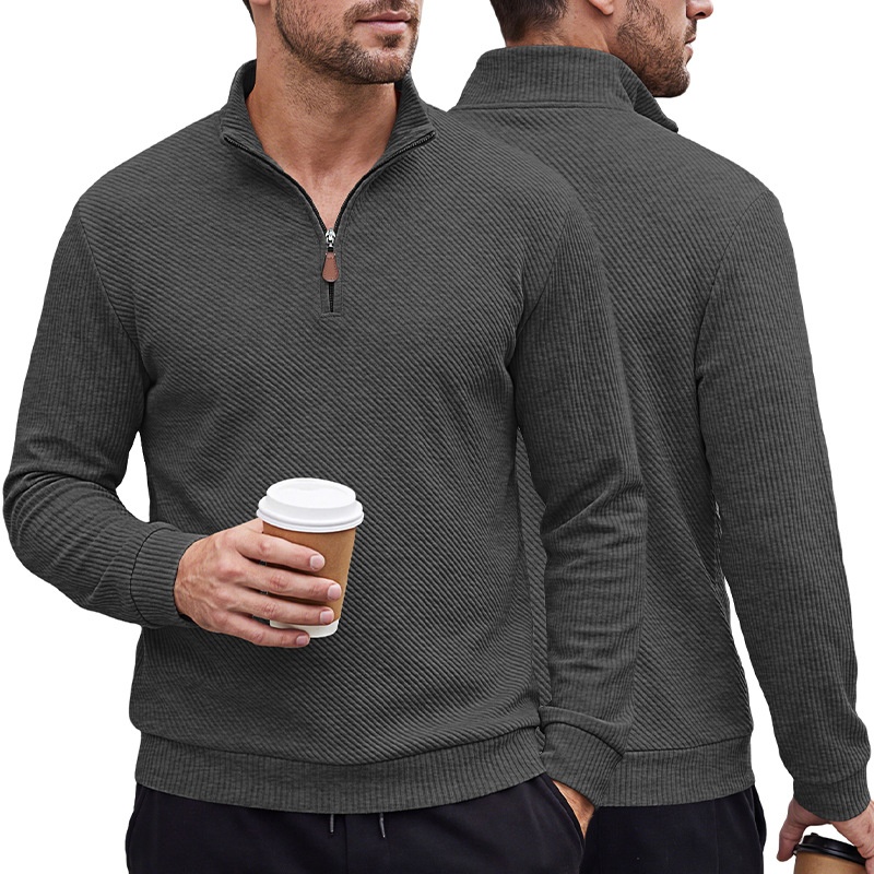 Men's Ribbed Half-zip Long-Sleeved Sweater