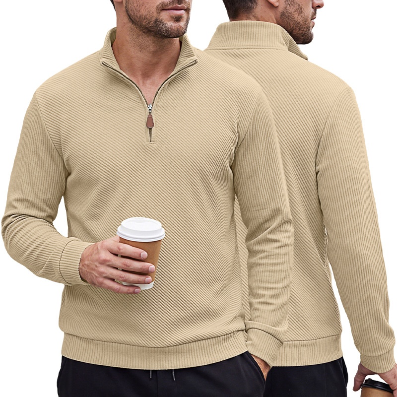 Men's Ribbed Half-zip Long-Sleeved Sweater
