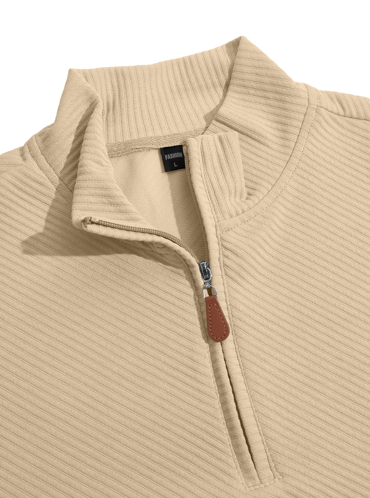 Men's Ribbed Half-zip Long-Sleeved Sweater