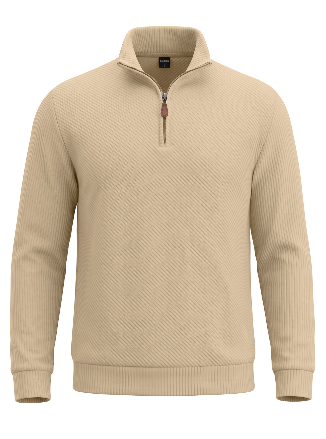 Men's Ribbed Half-zip Long-Sleeved Sweater