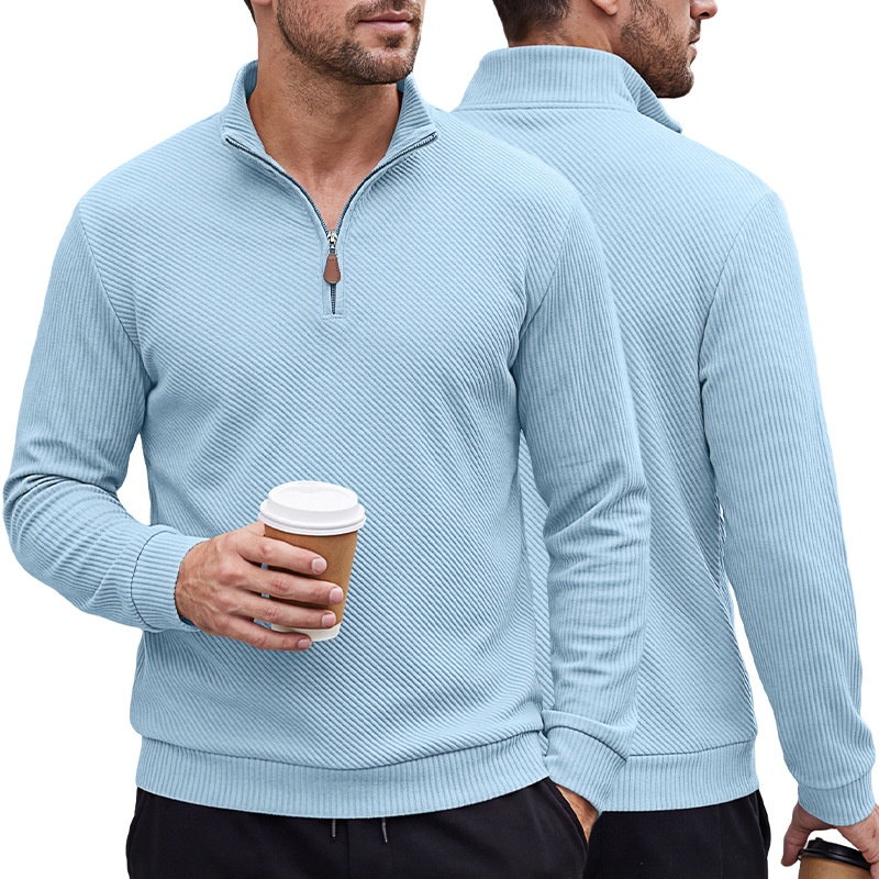 Men's Ribbed Half-zip Long-Sleeved Sweater