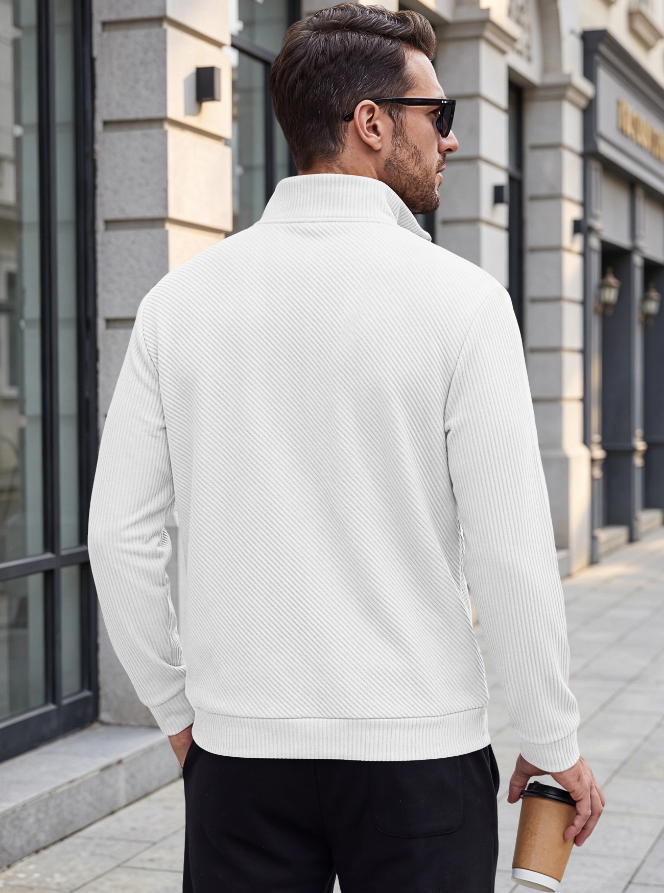 Men's Ribbed Half-zip Long-Sleeved Sweater