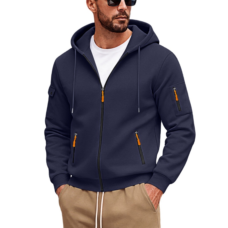 Men's Zip-Up Hoodie with Cargo Pockets