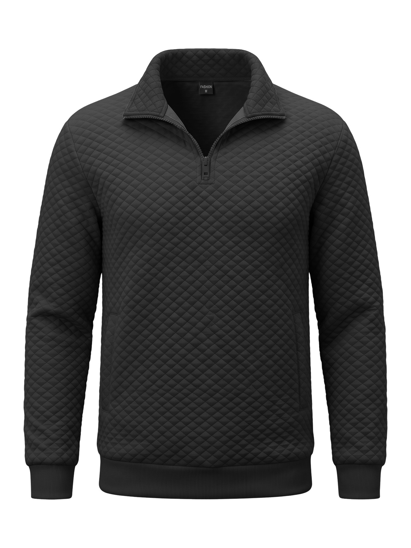 Men's Quilted Quarter-Zip Pullover with Contrast Collar