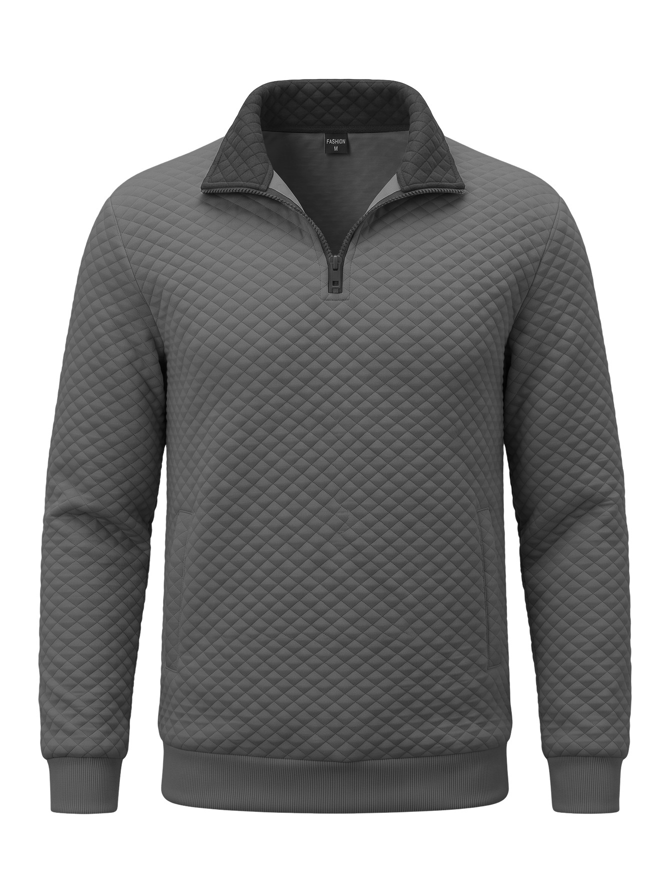 Men's Quilted Quarter-Zip Pullover with Contrast Collar