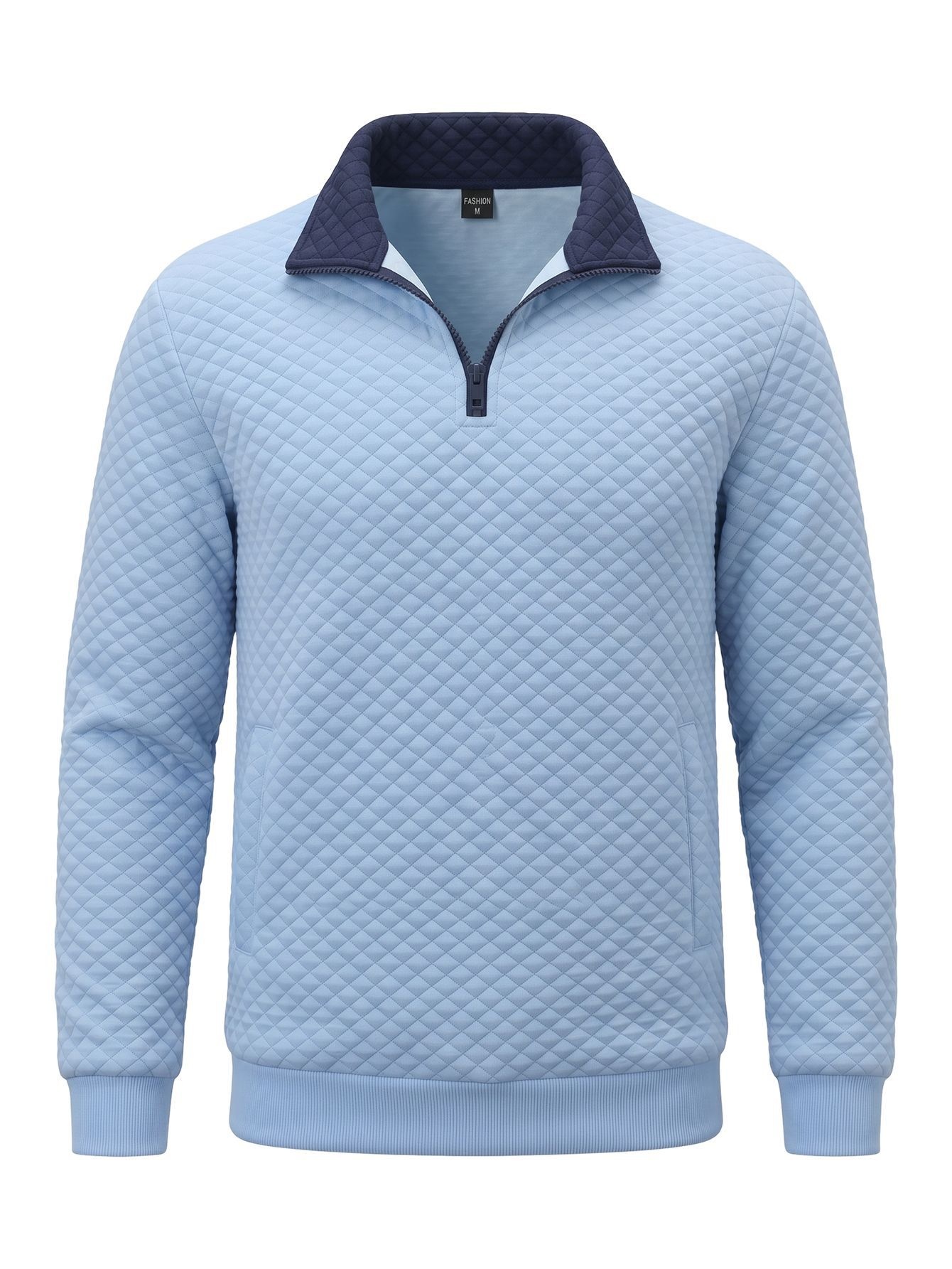 Men's Quilted Quarter-Zip Pullover with Contrast Collar