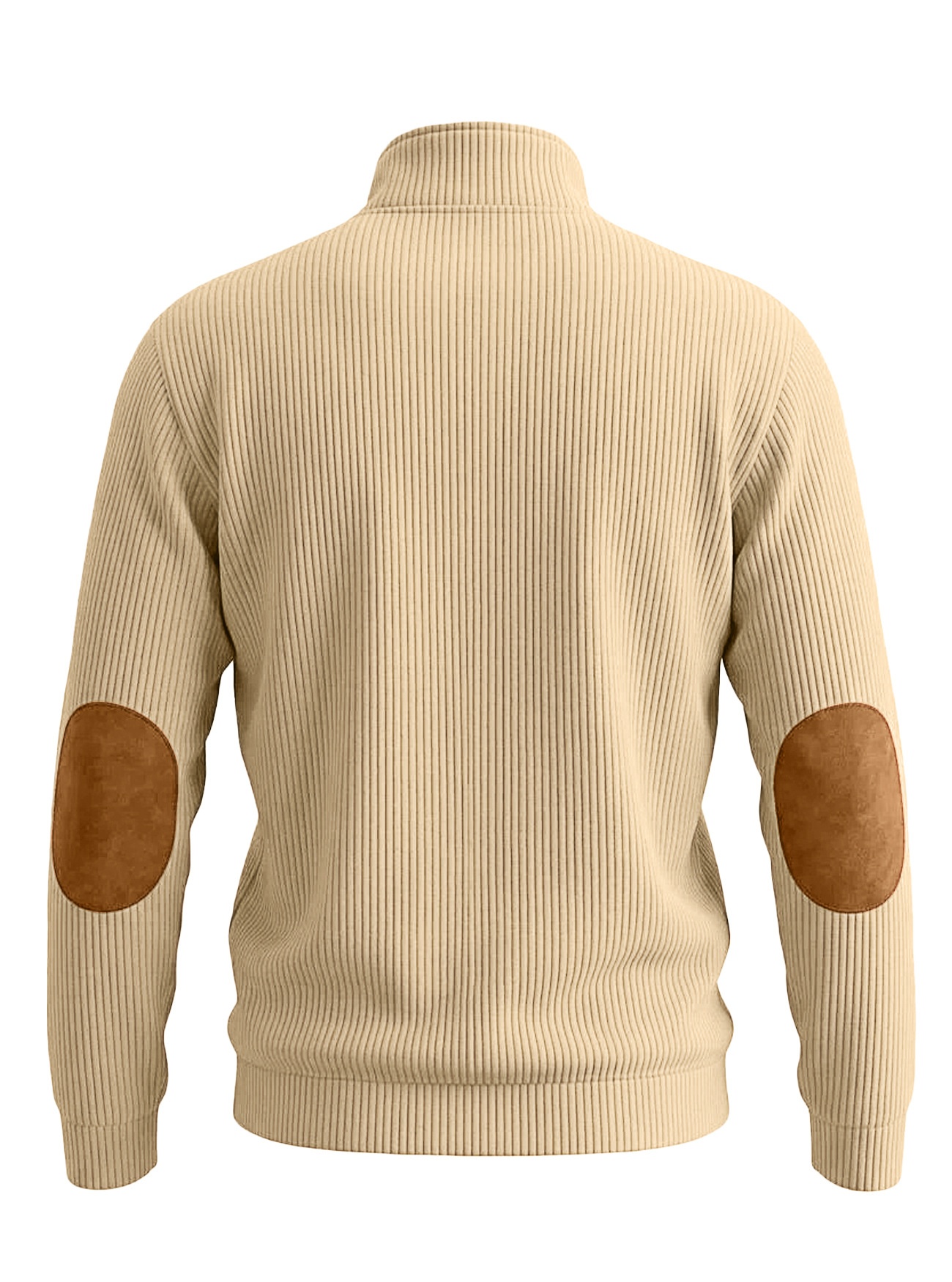 Men's Contrast Quarter-Zip Ribbed Pullover