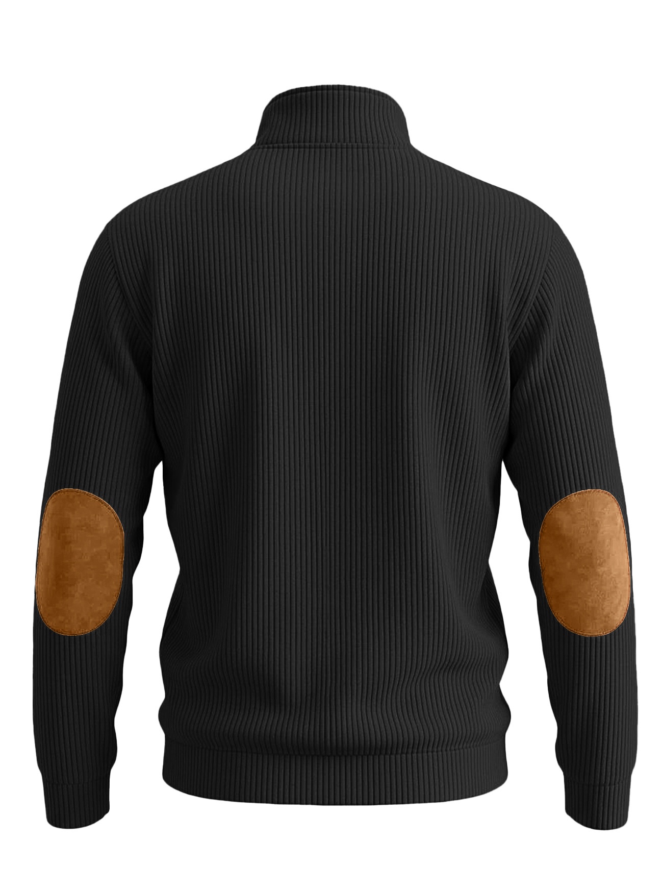 Men's Contrast Quarter-Zip Ribbed Pullover