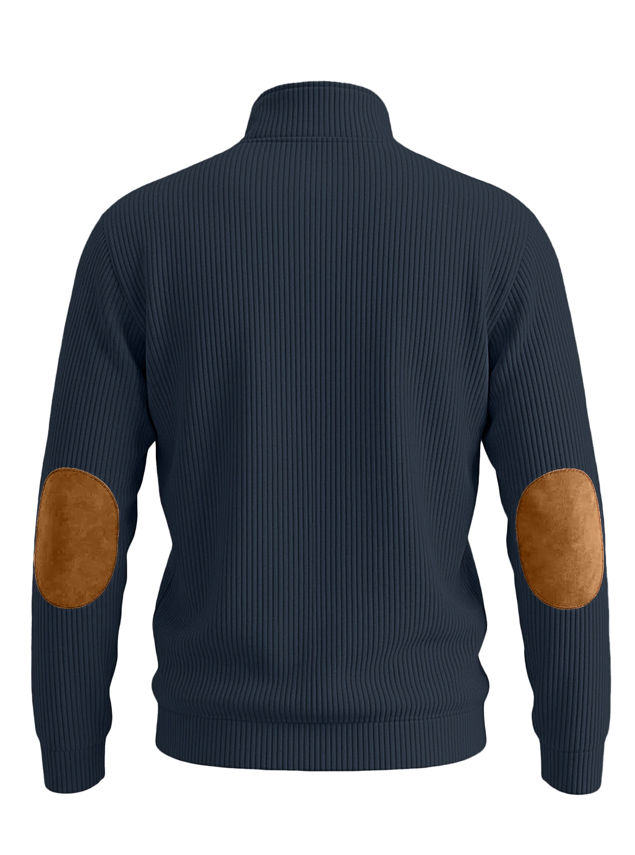 Men's Contrast Quarter-Zip Ribbed Pullover