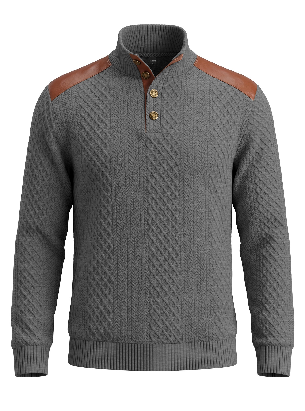 Men's Contrast Patchwork Henley Sweater