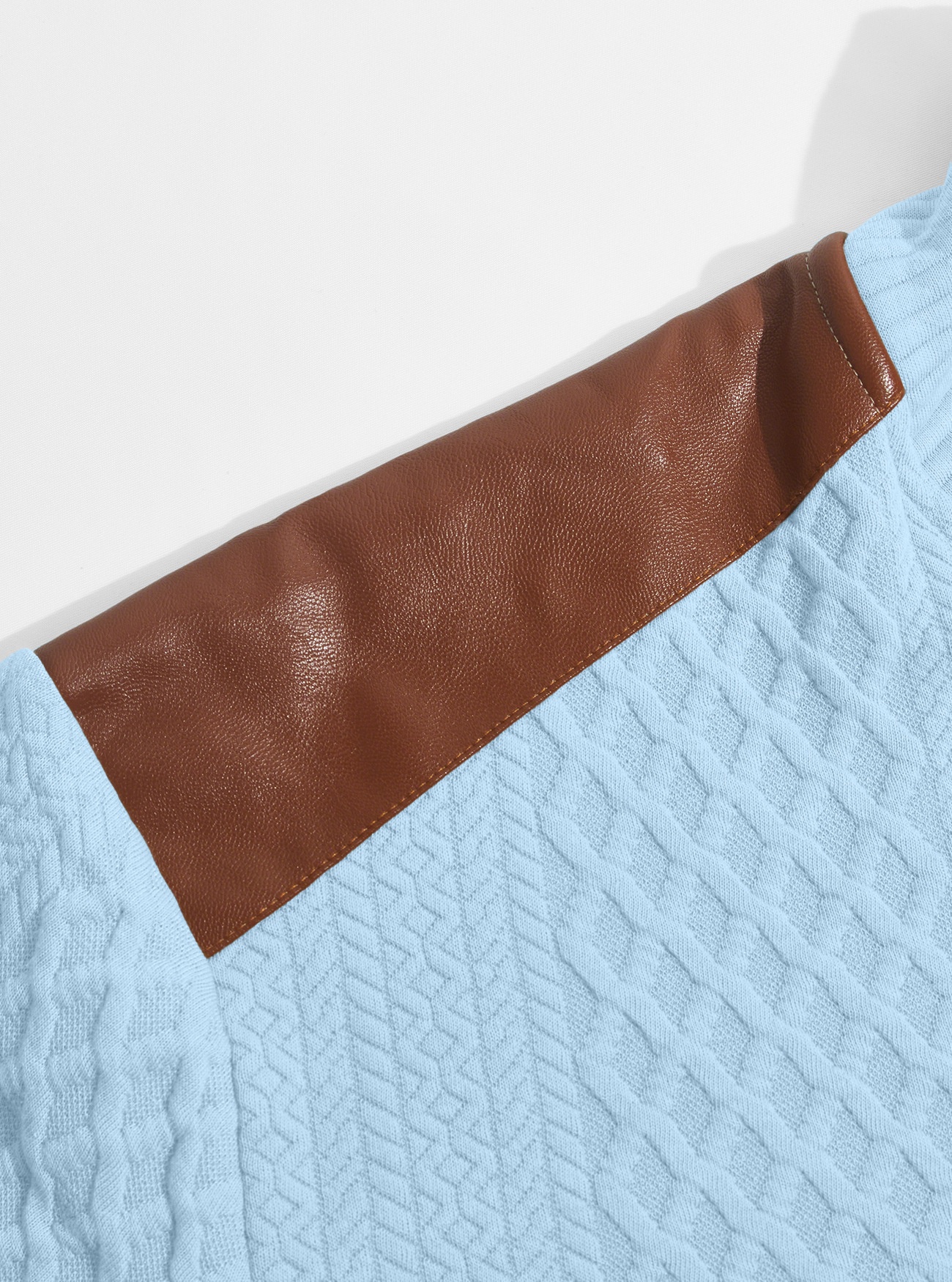 Men's Contrast Patchwork Henley Sweater