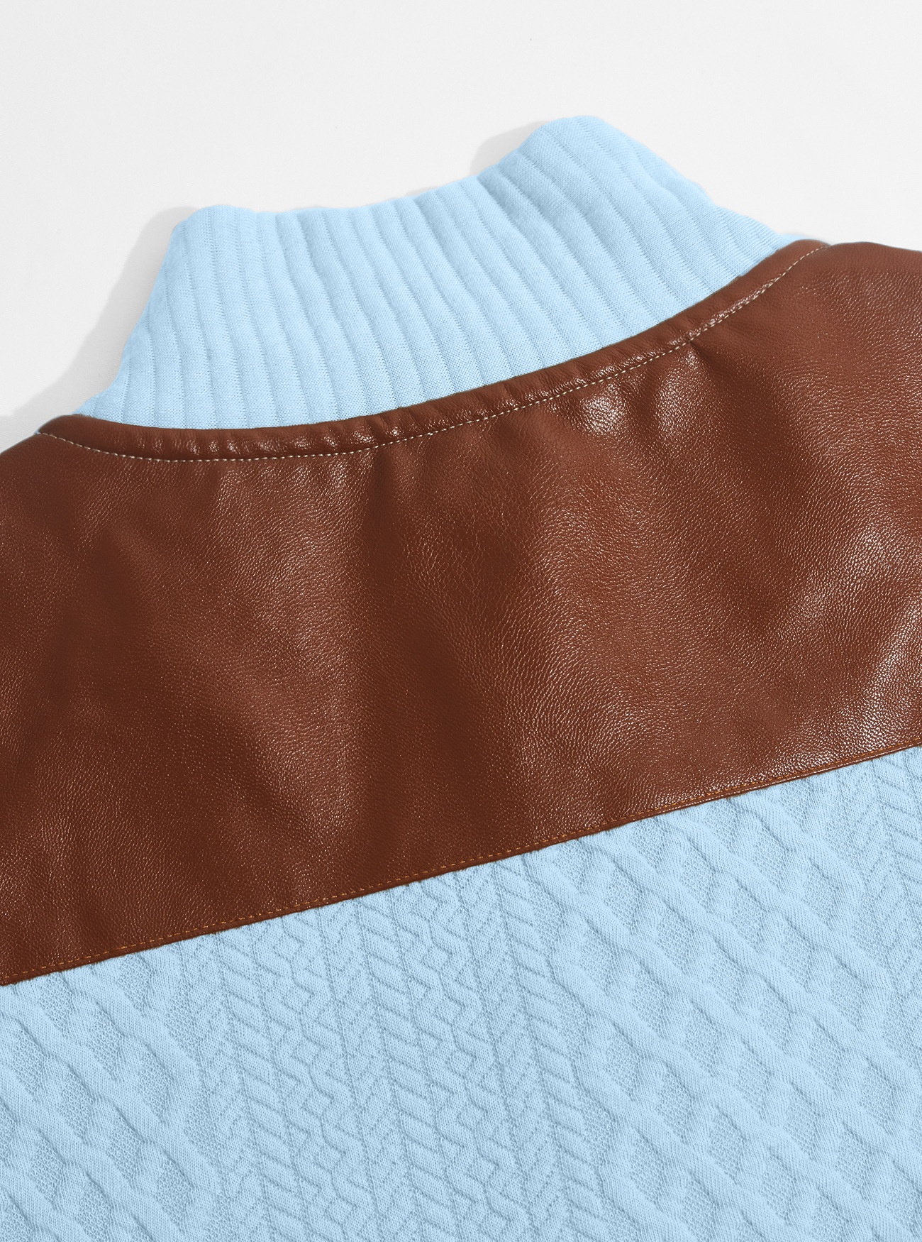 Men's Contrast Patchwork Henley Sweater