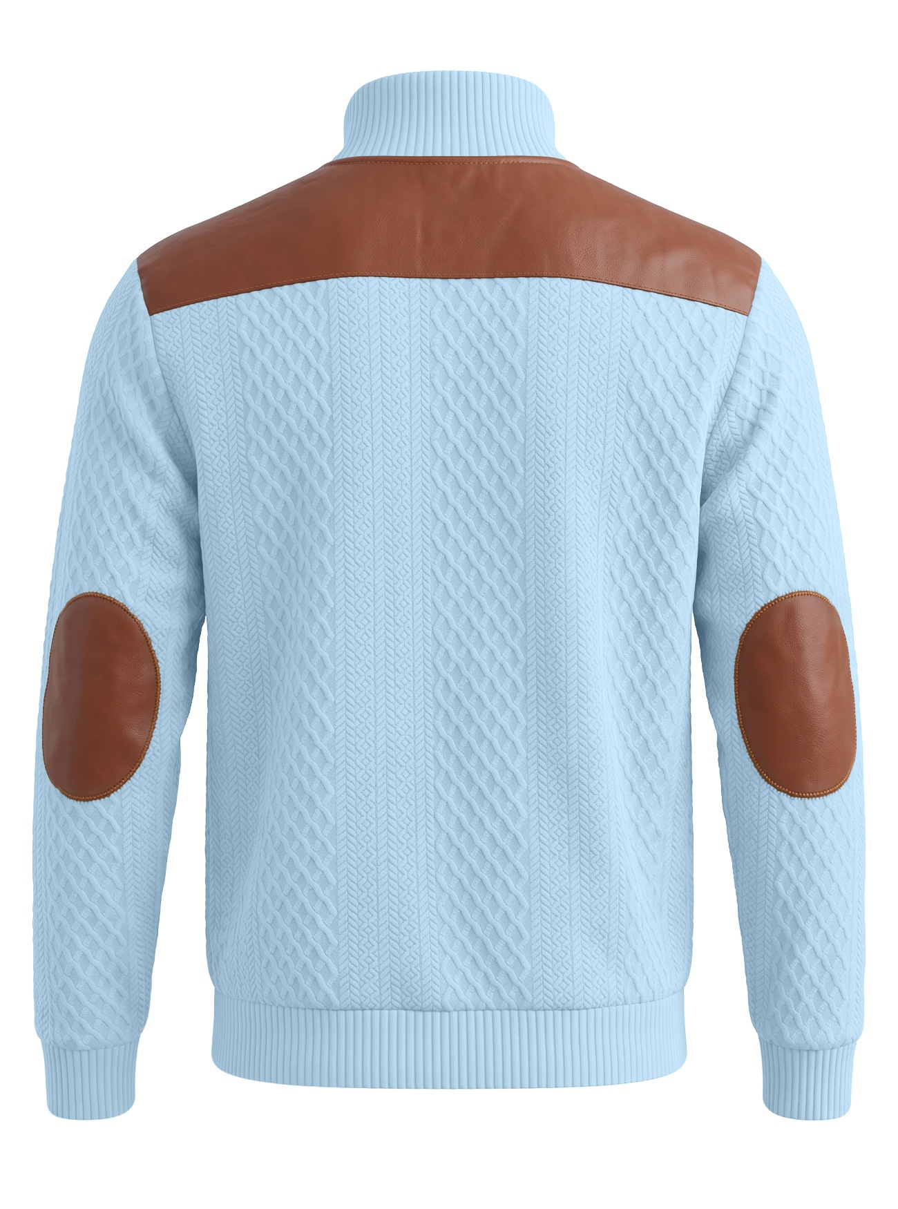 Men's Contrast Patchwork Henley Sweater