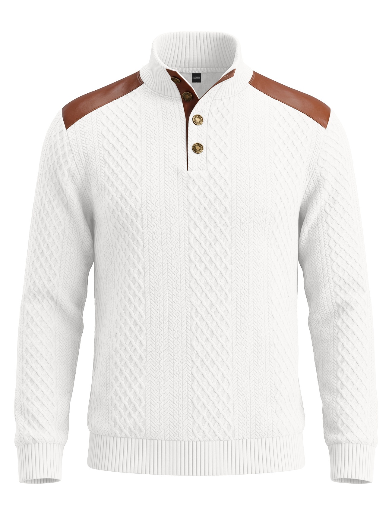 Men's Contrast Patchwork Henley Sweater