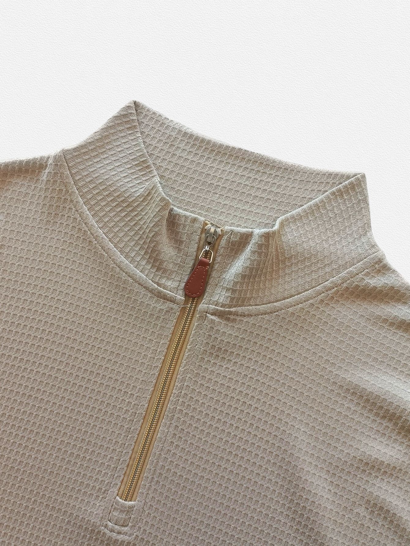 Men's Waffle Knit Quarter-Zip Pullover