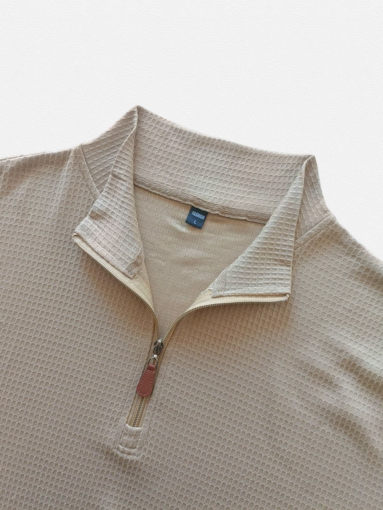 Men's Waffle Knit Quarter-Zip Pullover
