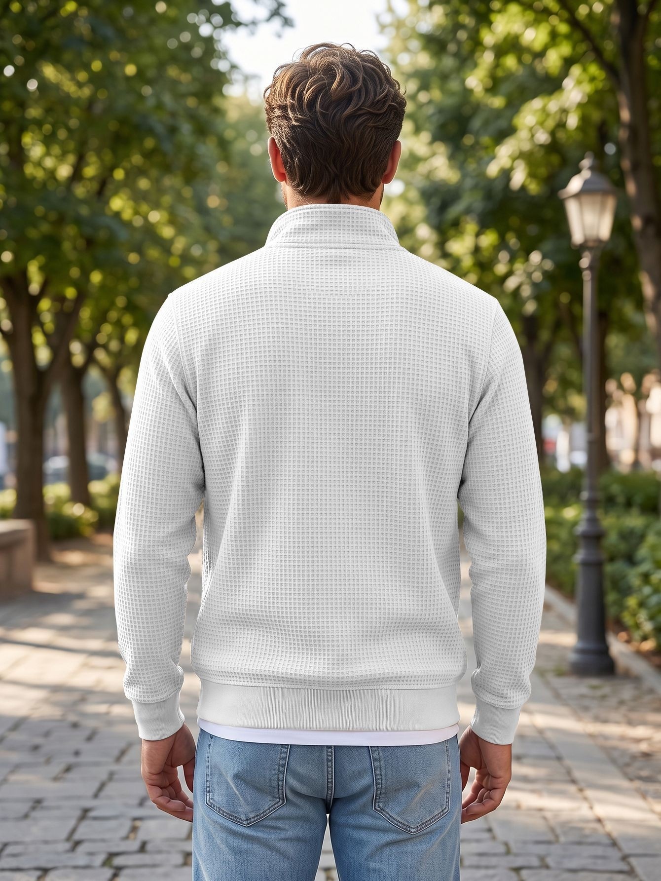 Men's Waffle Knit Quarter-Zip Pullover