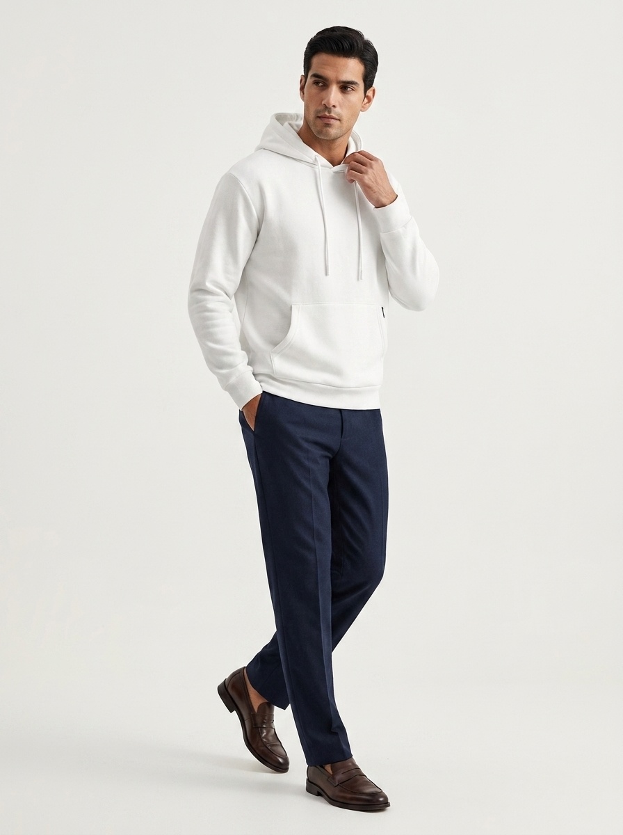 Men's Solid Color Hoodie with Zipper Pocket