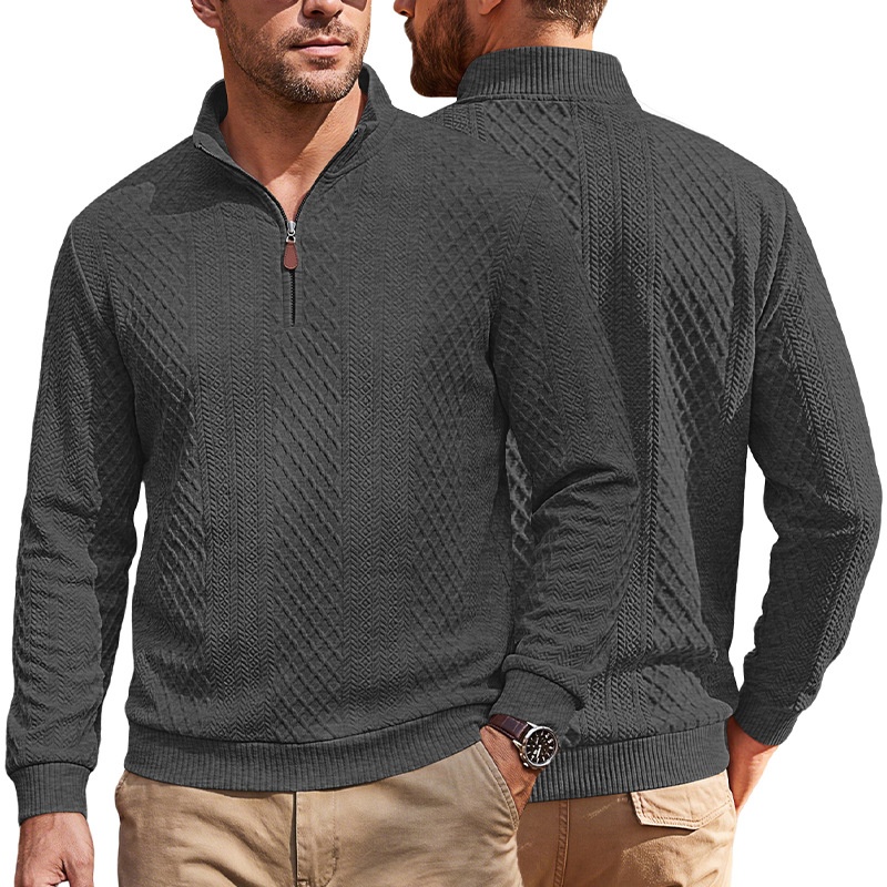 Men's Quarter-Zip Textured Knit Sweater