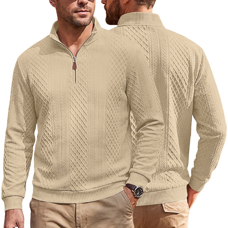 Men's Quarter-Zip Textured Knit Sweater