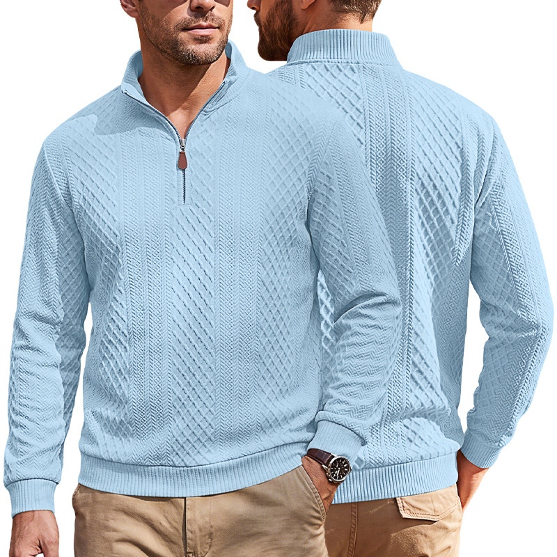 Men's Quarter-Zip Textured Knit Sweater