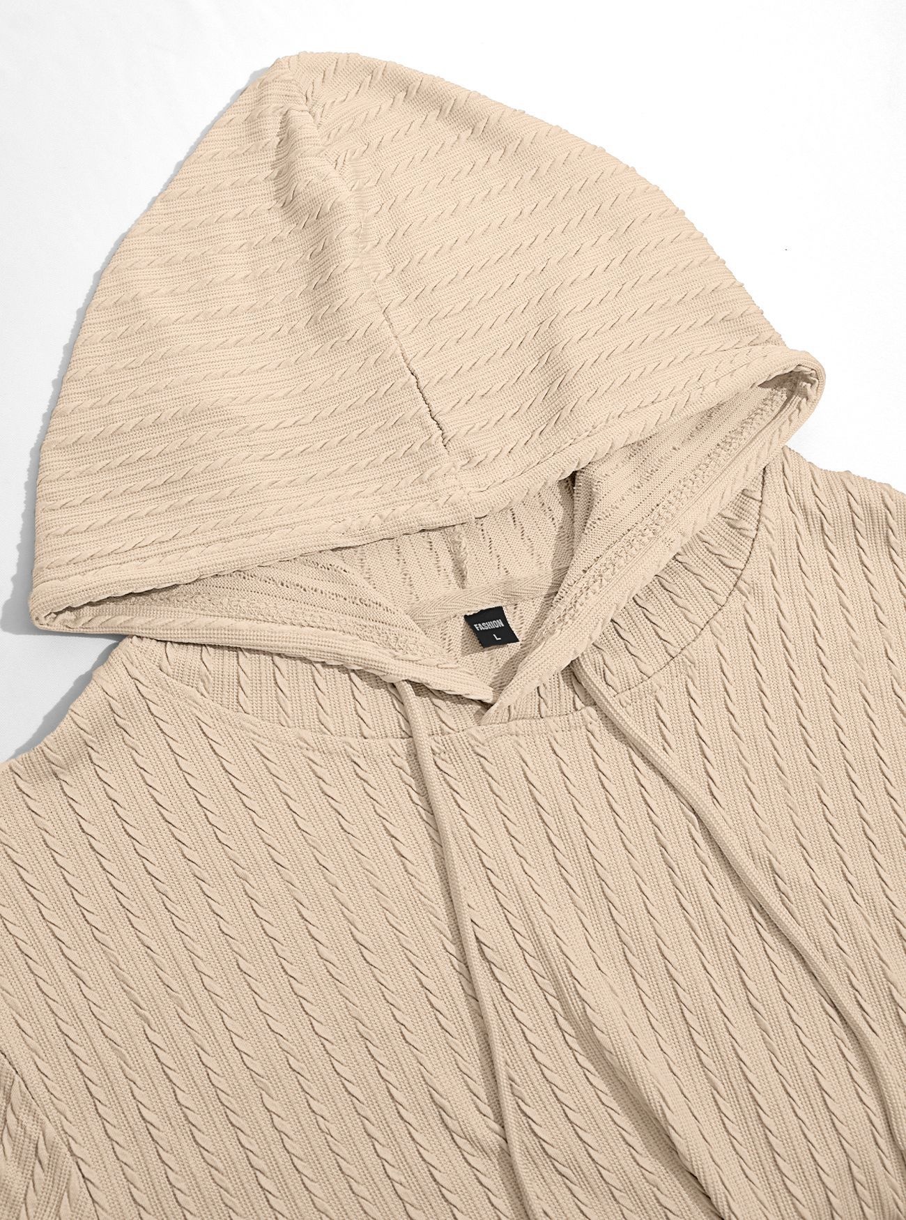 Men's Textured Knit Drawstring Hoodie