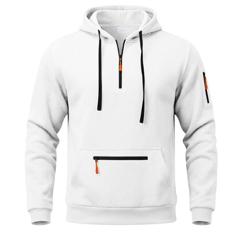 Men's Quarter-Zip Hooded Sweatshirt with Utility Pockets