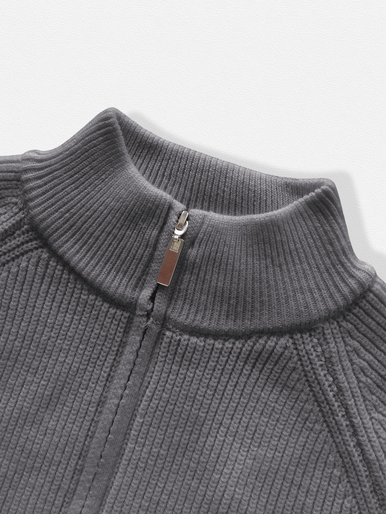 Men's Full-Zip Ribbed Knit Cardigan with Pockets