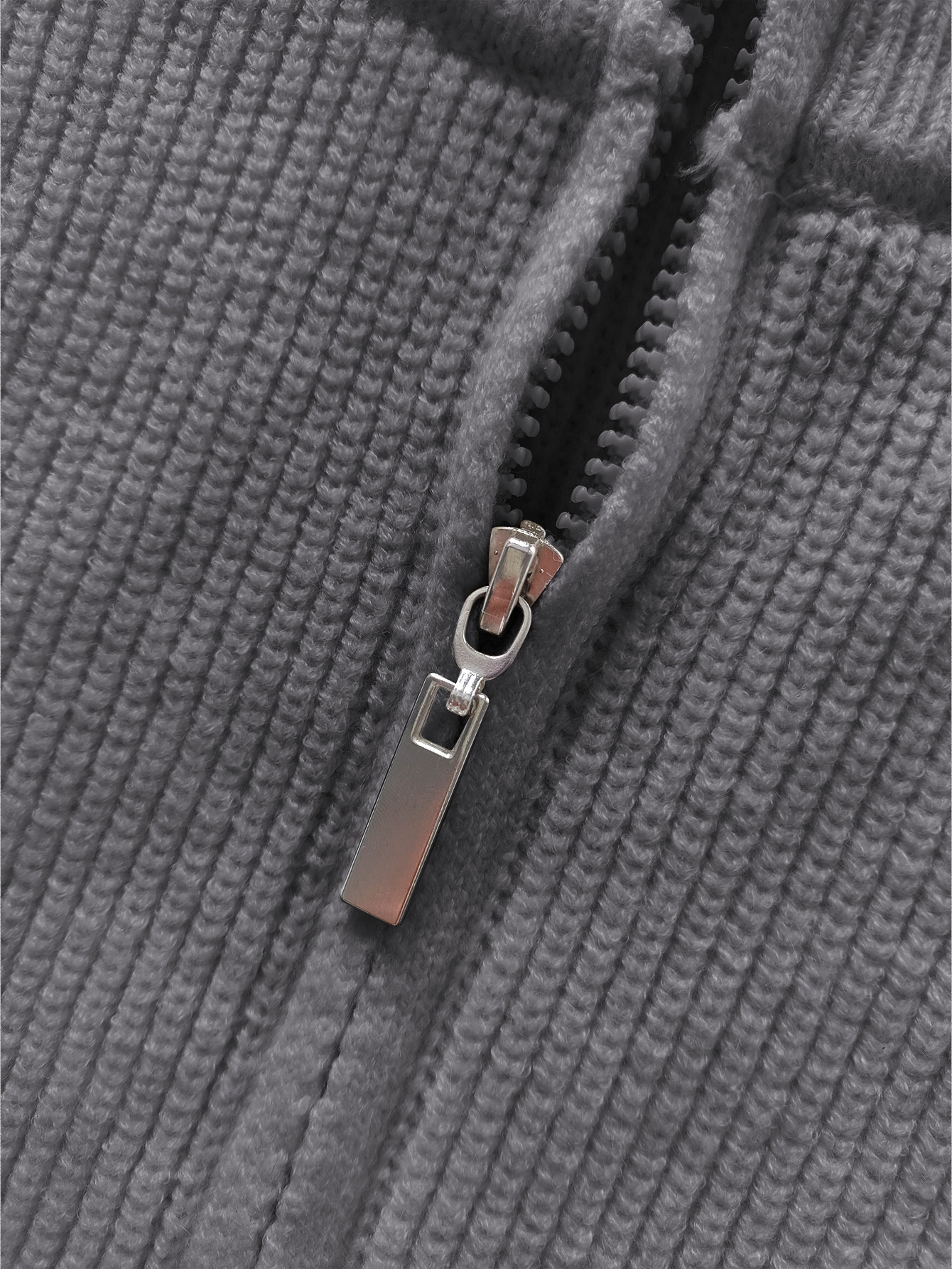 Men's Full-Zip Ribbed Knit Cardigan with Pockets