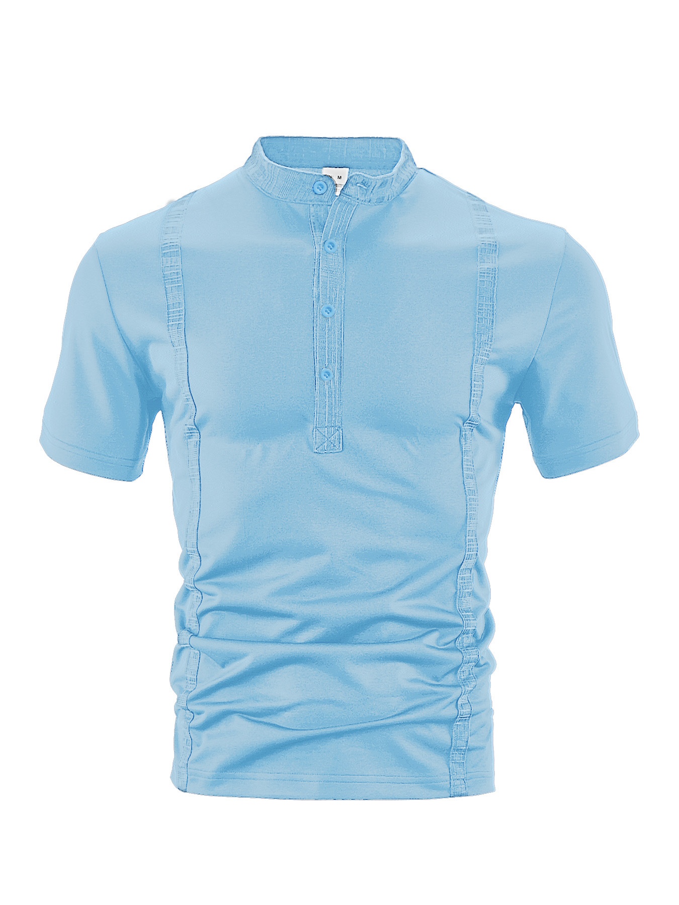 Men's Casual Short Sleeve Henley Shirt with Band Collar