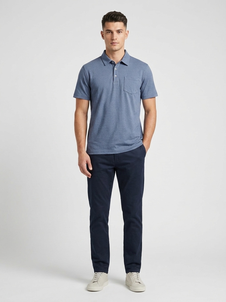 Men's Casual Short Sleeve Polo Shirt with Pocket