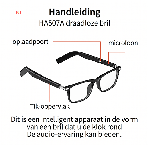 BL30 Zwarte plastic slimme bril #BS705-0013