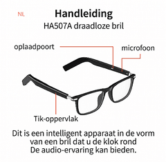 BL30 Zwarte plastic slimme bril #BS705-0013