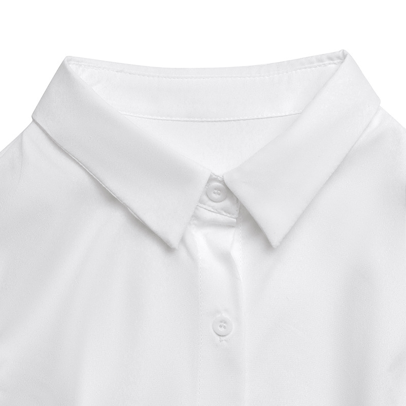 Women's Sleeveless White Shirt Dress with Black Belt