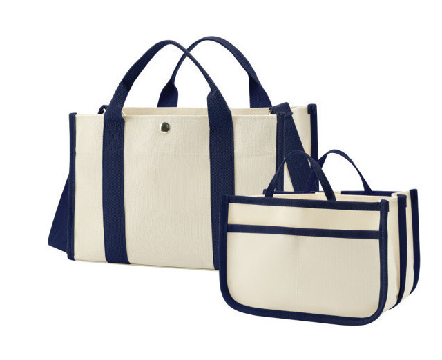 Chic Canvas Tote Bag with Organizer & Shoulder Strap