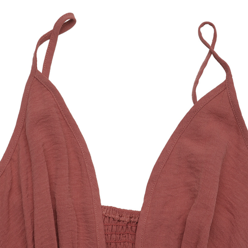 Robe longue à volants et col en V pour femme - Robe d'été idéale pour la plage