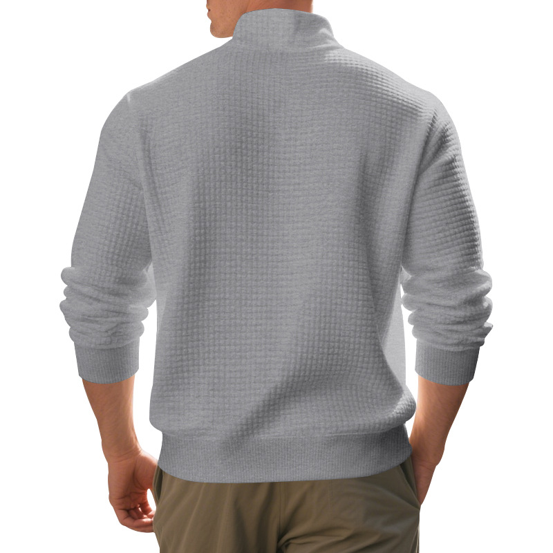 Men's Vintage Casual Waffle Knit Half-Zip Sweatshirt