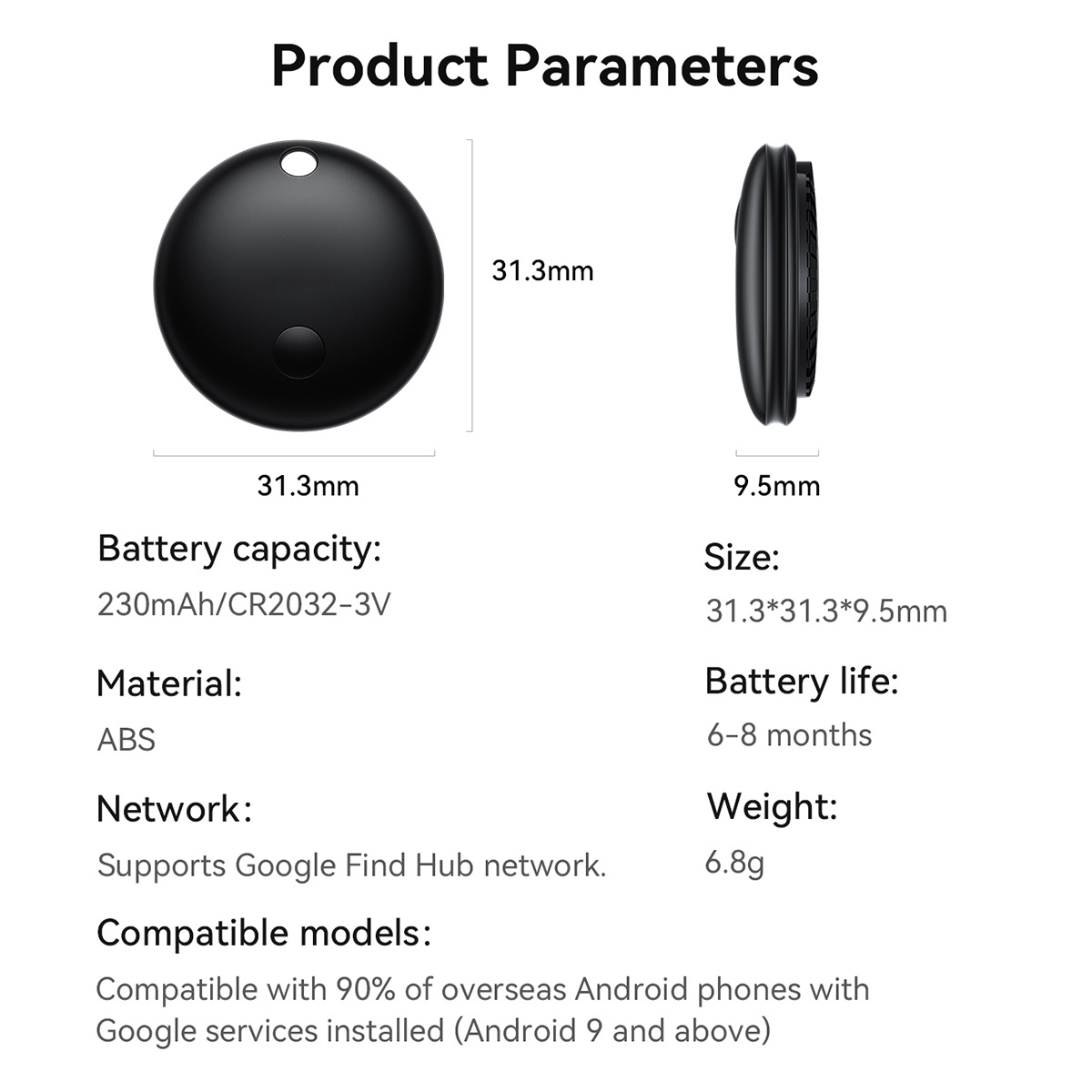Google E93A Find My Device Smart Anti-Lost Tracker - Black