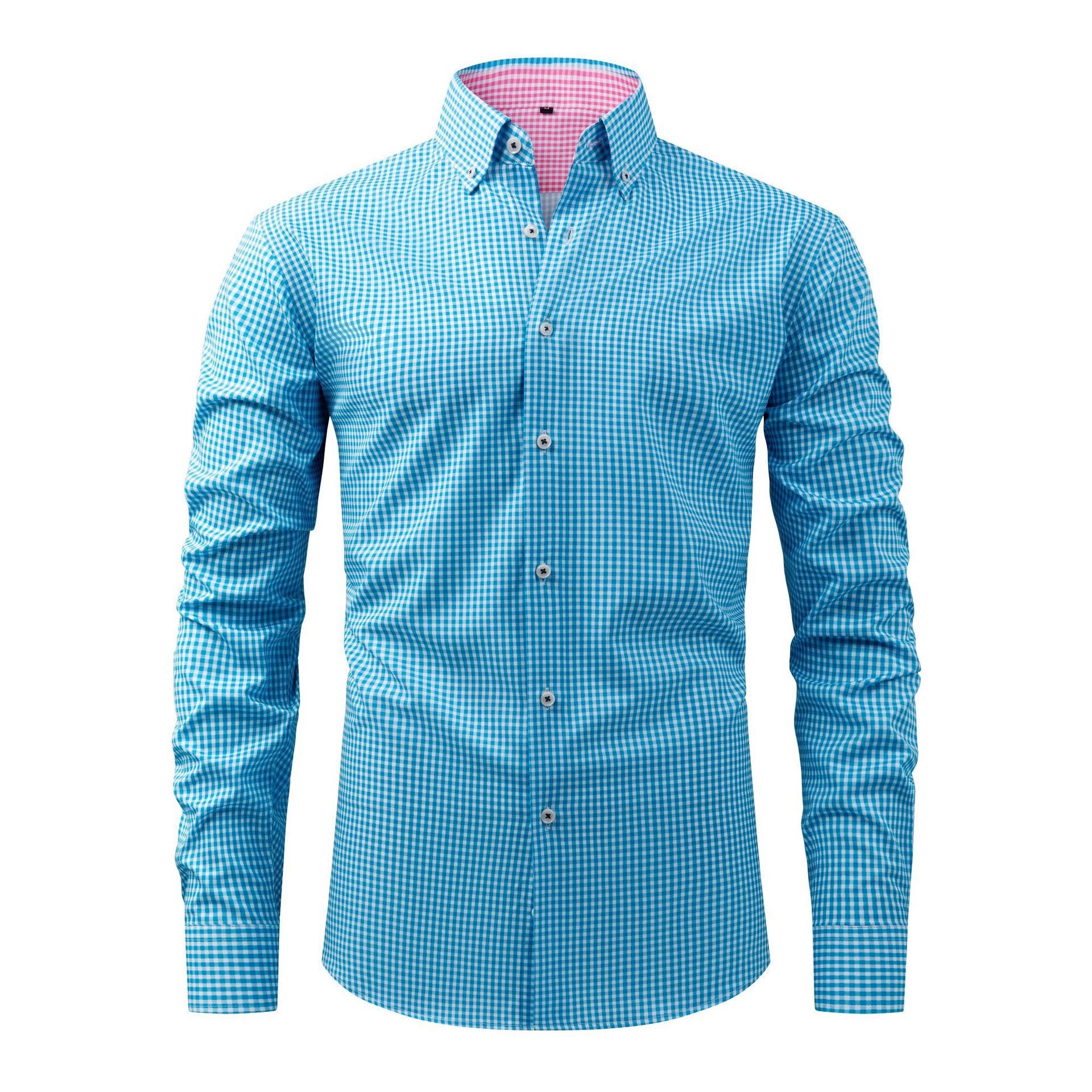 Camisa de hombre lisa con cuello alto - Transpirable y resistente a las arrugas