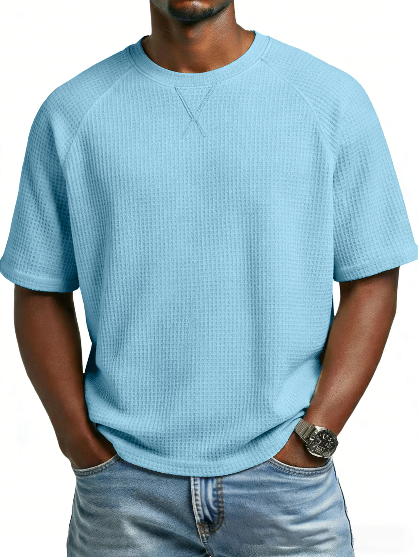 Men's Waffle Knit Short Sleeve Raglan T-Shirt