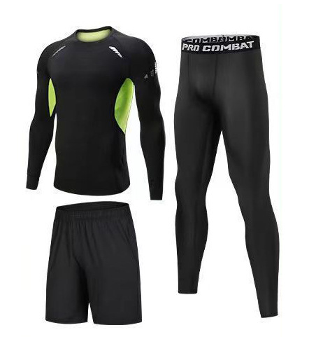 3-Piece Long-Sleeved Compression Training Set for Men: Quick-Drying High Elasticity Performance Sportswear Set