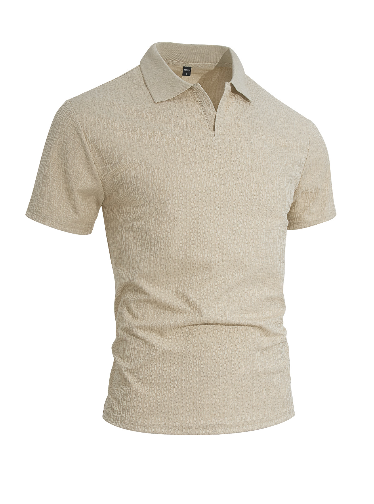 Men's Textured Casual Polo Shirt - Short Sleeve