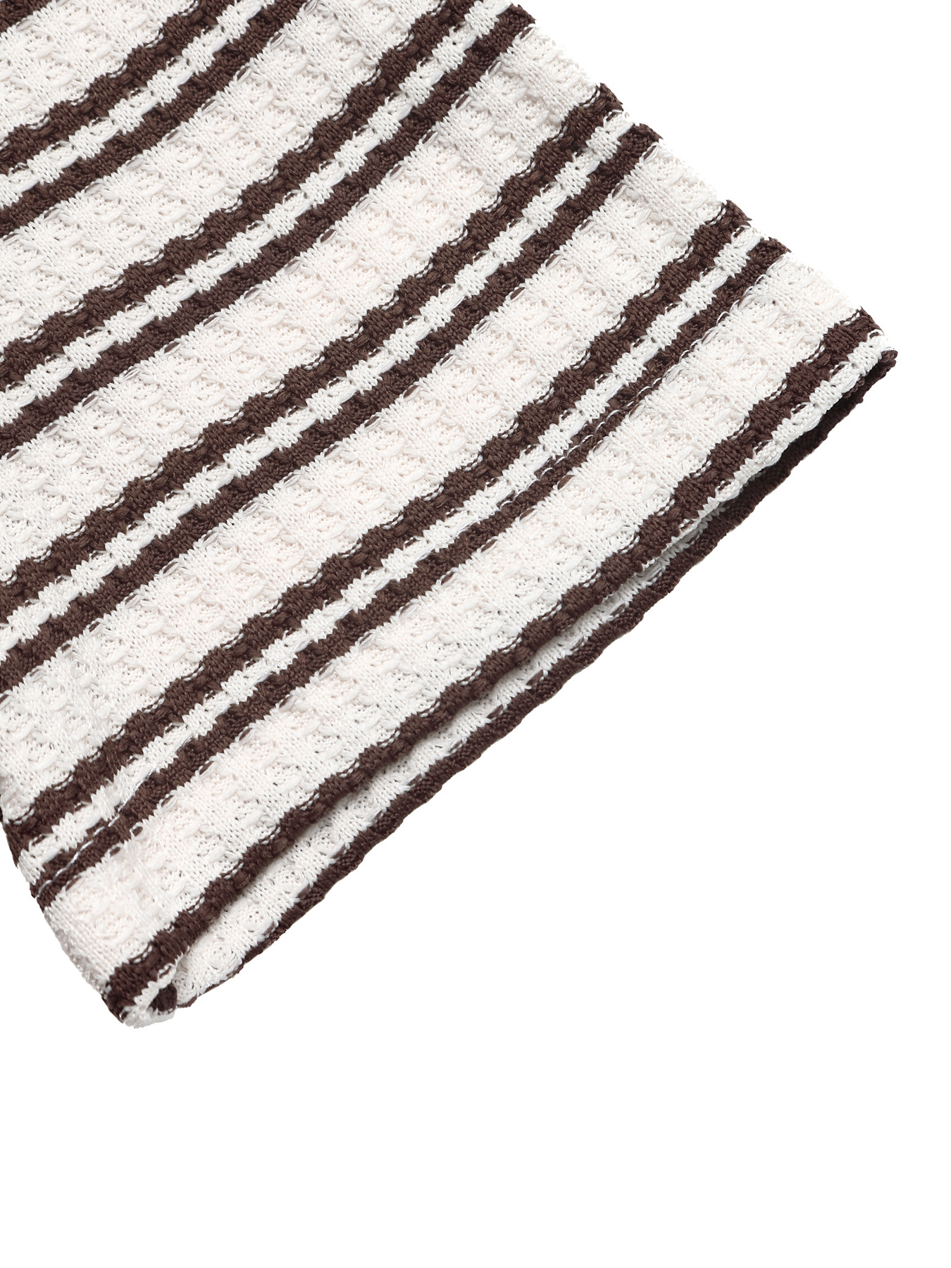 Women's Striped Knit Polo Shirt - Short Sleeve V-Neck