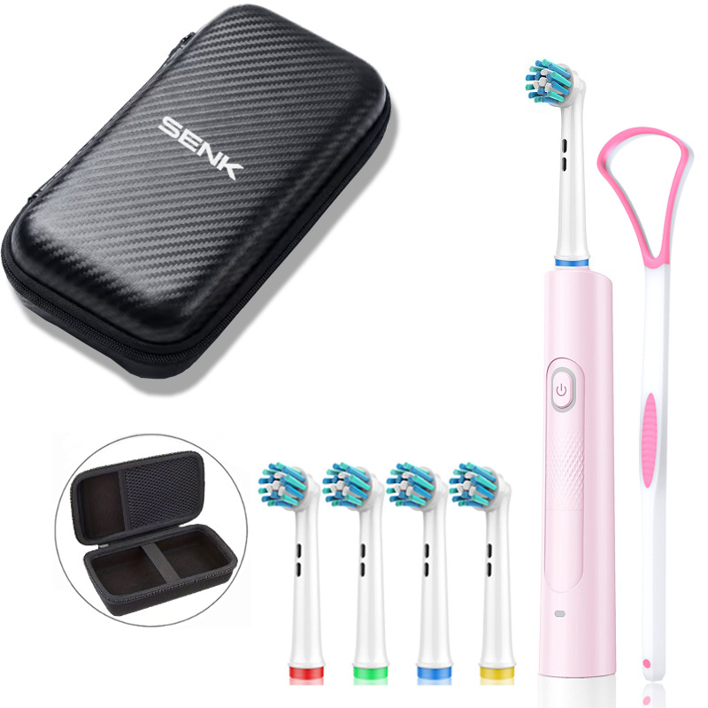 Kit de brosse à dents électrique avec étui de voyage, plusieurs têtes de brosse et nettoyeur de langue