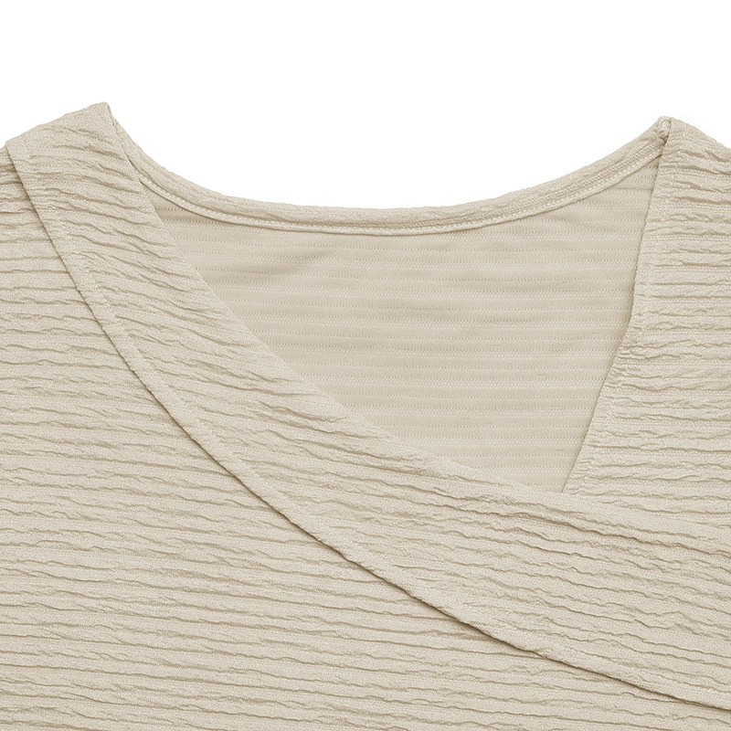 Textured Asymmetrical Neck Cap Sleeve Knit Top