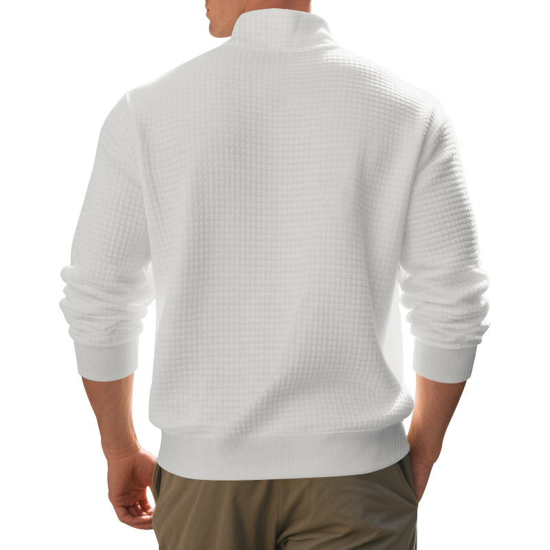 Men's Vintage Casual Waffle Knit Half-Zip Sweatshirt
