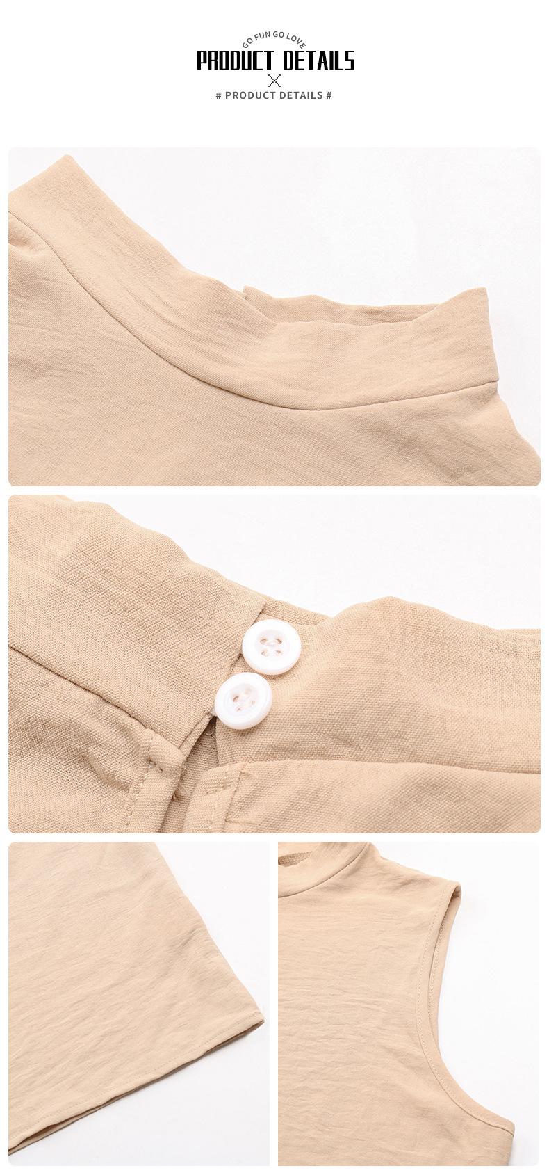 Women's Chic Beige Mock Neck Sleeveless Top